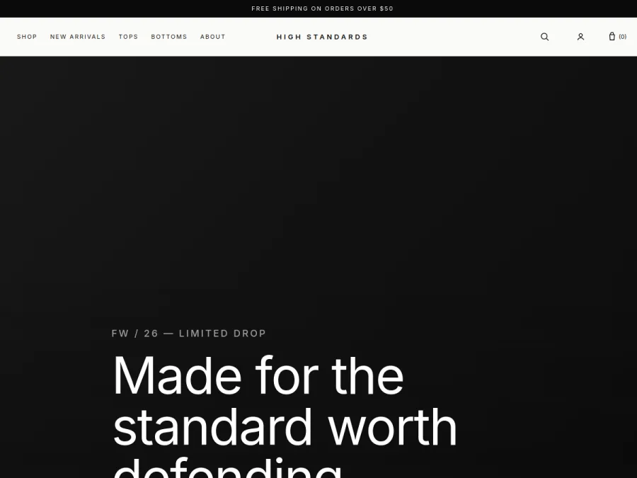 High Standards website homepage